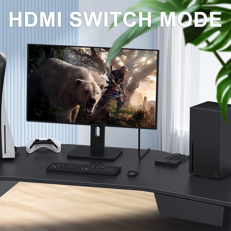 AVIDGRAM HDMI Switch 8k@60hz Splitter, Bidirectional HDMI Switcher 2 in 1 Out, Splitter 1 in 2 Out, Support 4K@120hz, Compatible with PS5, XSX, UHD TV, Monitor, Projector (1 Display at a time) - Image 4